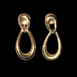 Money Tear Drop Gold Tone Earrings